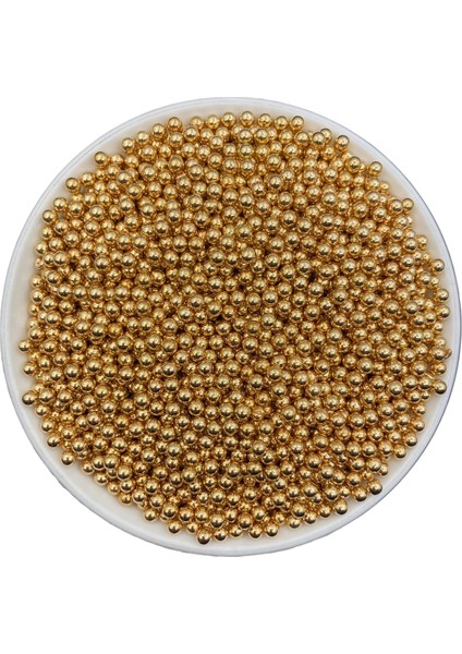 Rose Gold, Rose Renk Ccb Metalize Deliksiz Inci Boncuk, Deliksiz 4mm Çakma Incisi (25GR,~650 Adet)