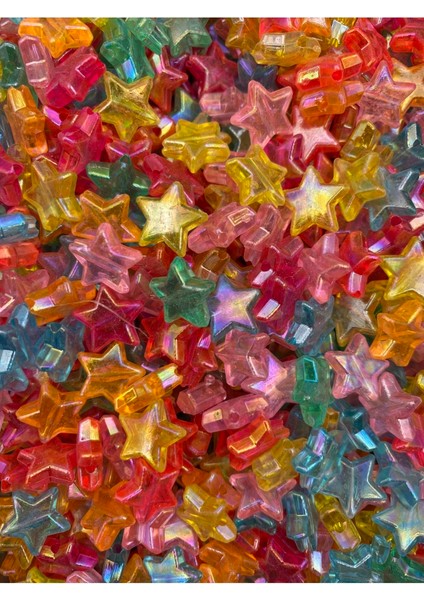 12MM Janjanlı Karışık Şeffaf Renkli Yıldız Boncuk, Akrilik Takı Yapım Boncuğu (25 Gr, ~ 65 Adet) fiyatları