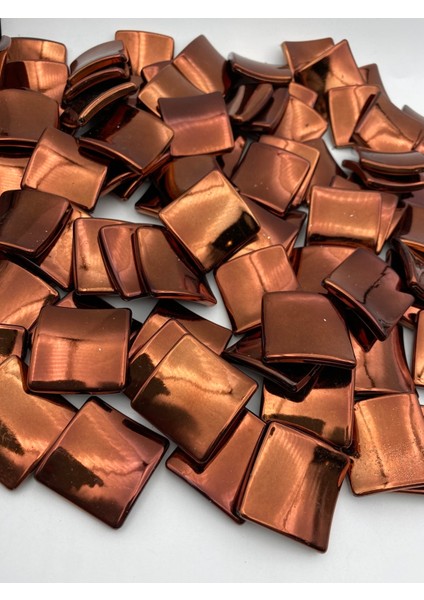 100GR Kahverengi Metalize Kare Baklava Model Boncuk, Aksesuar, Takı Çanta Boncuğu (100GR,~17 Adet) modelleri