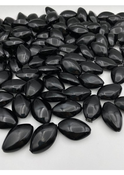 100GR Siyah Renk Büyük Metalize Badem Boncuk, Aksesuar, Takı Çanta Boncuğu (100GR,~20 Adet) fiyatları