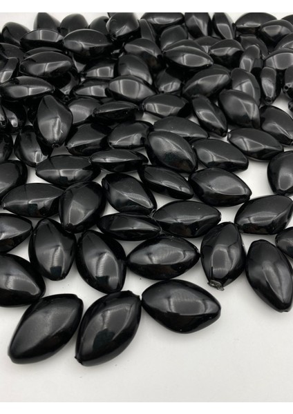 100GR Siyah Renk Büyük Metalize Badem Boncuk, Aksesuar, Takı Çanta Boncuğu (100GR,~20 Adet) modelleri