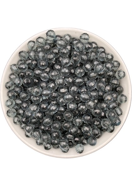 8mm Gri / Füme / Antrasit Akrilik Dünya Model Boncuk,takı , Çanta Yapım Boncuğu (50GR,~200 Adet)