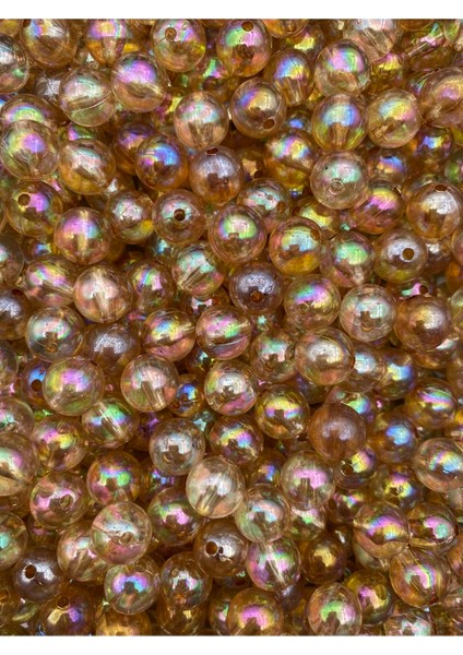 10MM Vizon / Kahverengi Renk Janjanlı Akrilik Boncuk, Takı, Çanta Yapım Boncuğu (50GR,~80 Adet)