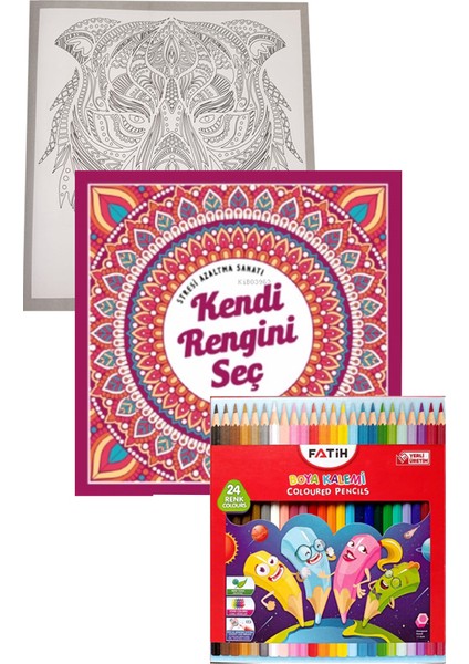Kendi Rengini Seç Büyüklere Boyama Kitabı Fatih 24 Renk Kuru Boya 1 Adet Ema Boyama Kitabı Büyükler Için Mandala Yaratıcı Boyama