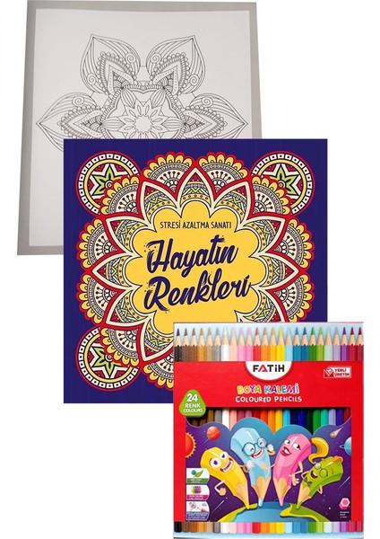 Hayatın Renkleri Büyüklere Boyama Kitabı Fatih 24 Renk Kuru Boya 1 Adet Ema Boyama Kitabı Büyükler Için Mandala Yaratıcı Boyama