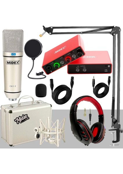 Stüdyo Kayıt Seti - GLX-700 Ses Kartı + CX1-C Mikrofon + Kulaklık