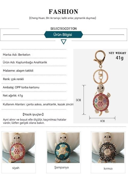 Bai Karen Renkli Elmas Kaplumbağa Metal Anahtarlık Kolye Araba Kolye (Yurt Dışından) fırsatları