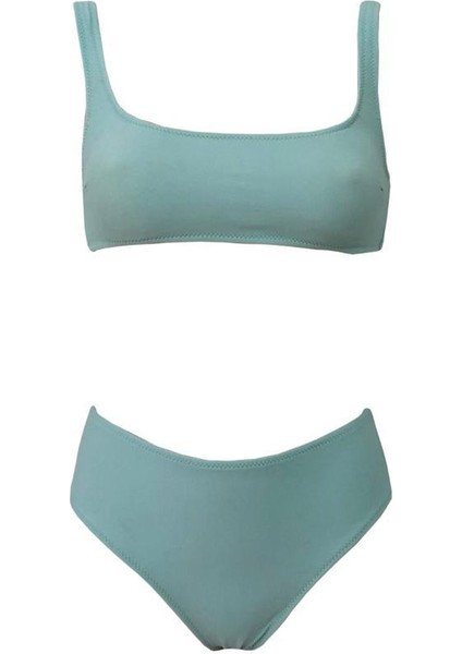 Riona U Yaka Yüksek Belli Bikini Canlı Mavi