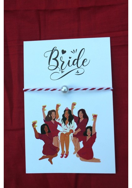 20 Adet Kırmızı Beyaz Şans Bilekliği - Kına Hediyesi - Nikah Hediyesi - Bride (Isim Yazılır) M3