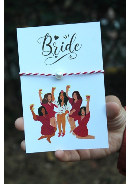 20 Adet Kırmızı Beyaz Şans Bilekliği - Kına Hediyesi - Nikah Hediyesi - Bride (Isim Yazılır) M3