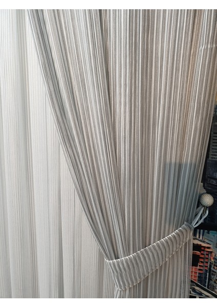Lüks Fon Tül Perde Gri Rengi Tek Kanat Sık Pile En 100, Boy 255