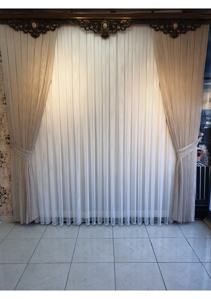 Lüks Fon Tül Perde Vizon Rengi Tek Kanat Sık Pile En 100, Boy 280 fiyatları