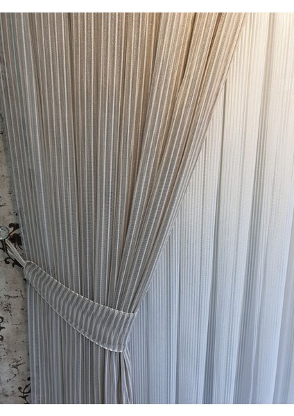 Lüks Fon Tül Perde Vizon Rengi Tek Kanat Sık Pile En 100, Boy 280 indirimleri