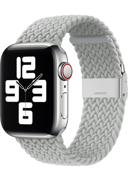 38/40/41MM Örgülü Naylon Elastik Kordonlu Saat - Beyaz (Yurt Dışından)