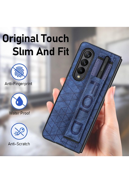 Deritelefon Kılıfı Için Samsung Galaxy Z Fold 4 Kalem Yuvası ve Kemer ile (Yurt Dışından)
