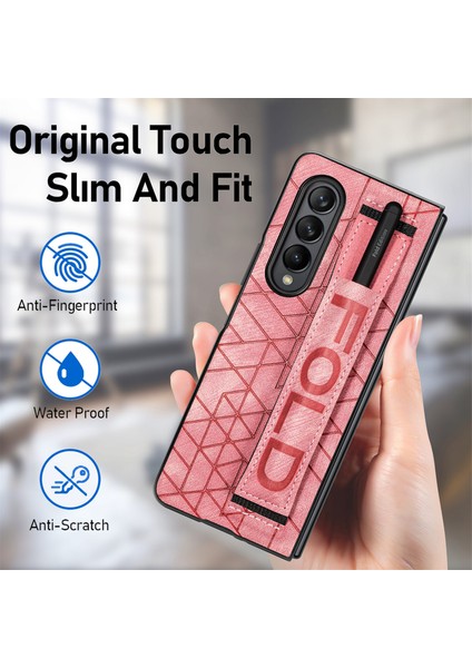 Deritelefon Kılıfı Için Samsung Galaxy Z Fold 4 Kalem Yuvası ve Kemer ile (Yurt Dışından)
