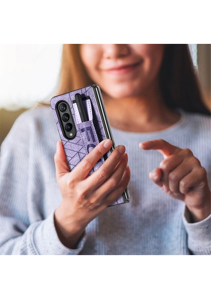 Deritelefon Kılıfı Için Samsung Galaxy Z Fold 4 Kalem Yuvası ve Kemer ile (Yurt Dışından)