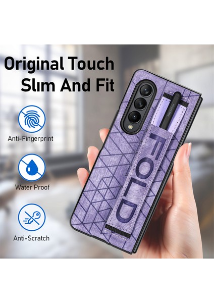 Deritelefon Kılıfı Için Samsung Galaxy Z Fold 4 Kalem Yuvası ve Kemer ile (Yurt Dışından)