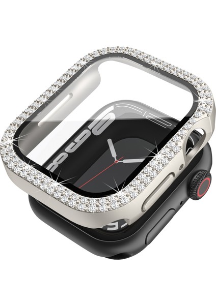 Apple Watch 41MM Pc Çift Elmas Temperli Cam Kasa, Iwatch Serisi 8/7/6/5/4/3/2/1/se Saat Kılıfı (Yurt Dışından)