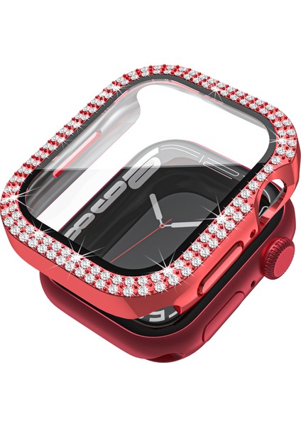 Apple Watch 45MM Pc Çift Elmas Temperli Cam Kasa, Iwatch Serisi 8/7/6/5/4/3/2/1/se Saat Kılıfı (Yurt Dışından)