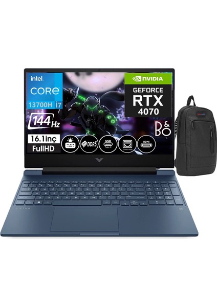 Hp Victus 16-R0009NT Intel Core I7-13700H 32GB Ddr5 Ram 2tb SSD 8gb RTX4070 16,1 Inç 144Hz IPS Fhd WINDOWS11HOME Taşınabilir Bilgisayar 77P6K6EAW15+ZETTAÇANTA