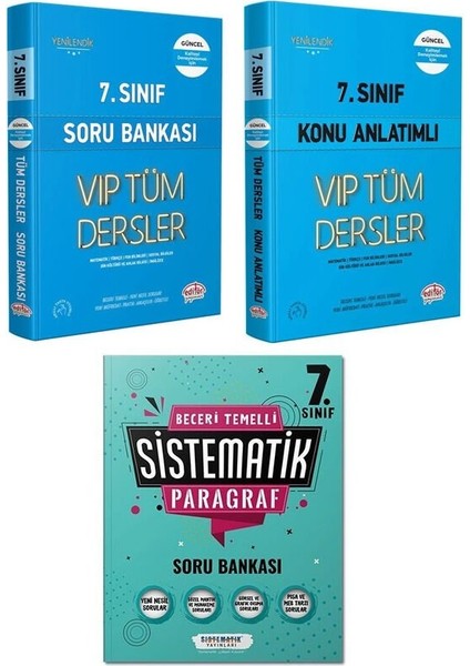 7. Sınıf Vip Konu - Soru ve Sistematik 7. Sınıf Paragraf Soru 3 Kitap Set