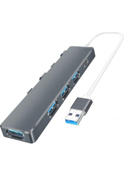 Polham 5in1 USB To 4x USB Girişli 1x USB C Girişli Çevirici Çoğaltıcı Adaptör Hub, Ultra Hızlı