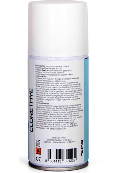 Soğutucu Sprey Clorethyl 150ML (3ADET)