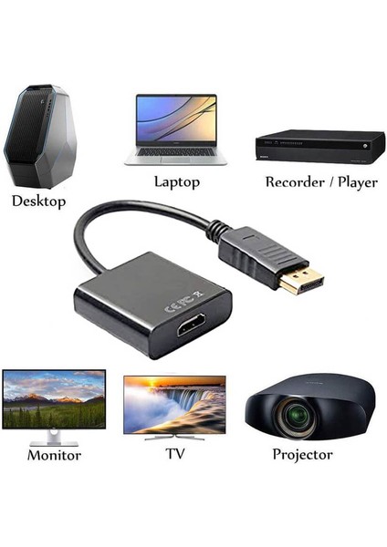Displayport To HDMI Çevirici Dönüştürücü Kablo