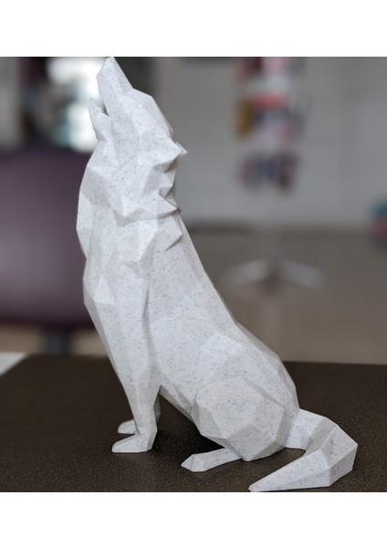 3D Baskı Low Poly Wolf Figür