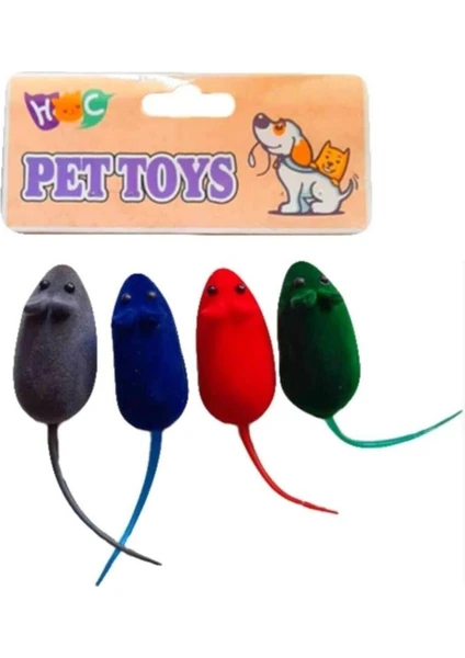 Cnc Pet Pet Toys Öten Fare Kedi Oyuncak 4'lü Çok Renkli