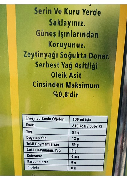 Sızma Zeytinyağı 5 Litre 0,8 Asit Oranı