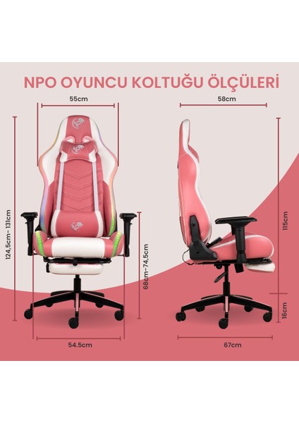 GC3001PW Masaj Yastıklı, Rgb LED Işıklı, 4d Kolçaklı, Ayak Destekli Profesyonel Oyuncu Koltuğu indirimleri