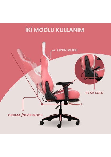 GC3001PW Masaj Yastıklı, Rgb LED Işıklı, 4d Kolçaklı, Ayak Destekli Profesyonel Oyuncu Koltuğu