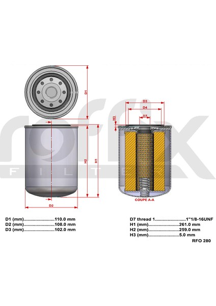 Yağ Filtresi RFO-280 | Kompresör Filtresi | İş Makinesi Filtresi