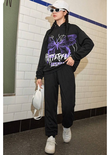 Only Trendwear Çocuk Kelebek Baskılı Eşofman Takımı