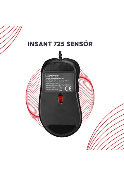 SMX-R47 X-Jammer USB Siyah Rgb Işıklı 7200 Dpi Gaming Oyuncu Mouse