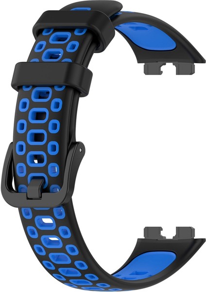 Huawei Band 8 Kordon Delikli Çift Renk Silikon Mavi