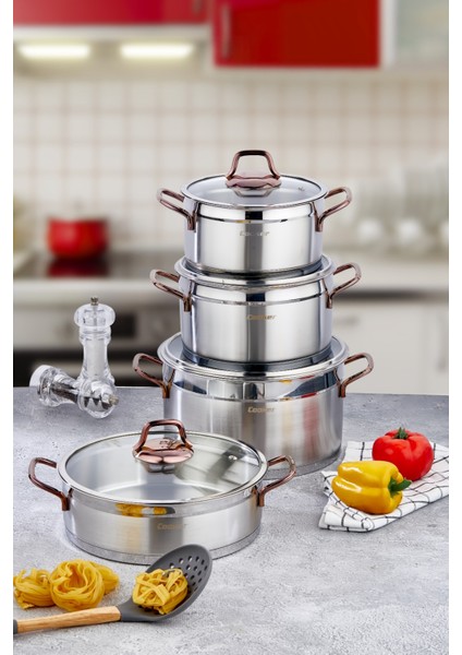 8 Parça Çelik Tencere Seti modelleri