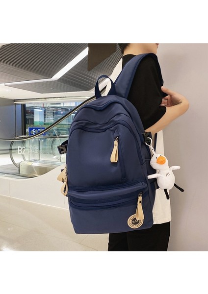 Schoolbag Erkekler ve Kadınlar Lise Ortaokul Öğrencileri Büyük Kapasiteli Sırt Kore Retro Seyahat Sırt Çantası (Yurt Dışından)