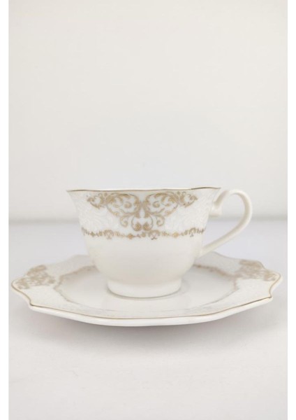 Porselen Desenli 6 Kişilik Gold Yaldızlı Kahve Fincan Takımı modelleri