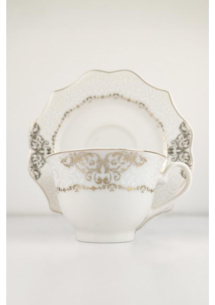 Porselen Desenli 6 Kişilik Gold Yaldızlı Kahve Fincan Takımı fırsatları