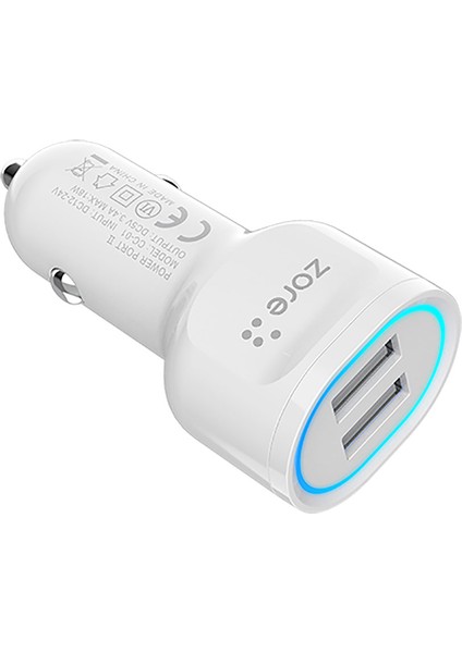 Case 4U Zore Cc-01 Hızlı Araç Şarjı LED Işıklı Dual USB 18W