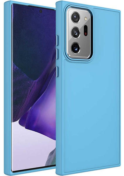 Samsung Galaxy Note 20 Ultra Kılıf Metal Çerçeveli Hassas Butonlu Renkli Içi Kadife Lansman Kapak (Luna)