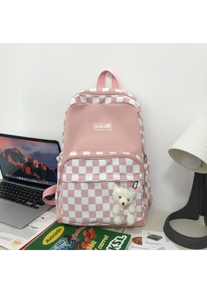 Yeni Öğrenci Okul Çantası Kampüs Ekose Sırt Çantası Moda Büyük Kapasiteli Sırt Çantası (Yurt Dışından) fırsatları