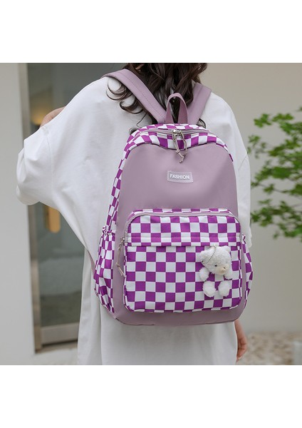 Yeni Öğrenci Okul Çantası Kampüs Ekose Sırt Çantası Moda Büyük Kapasiteli Sırt Çantası (Yurt Dışından) fiyatları