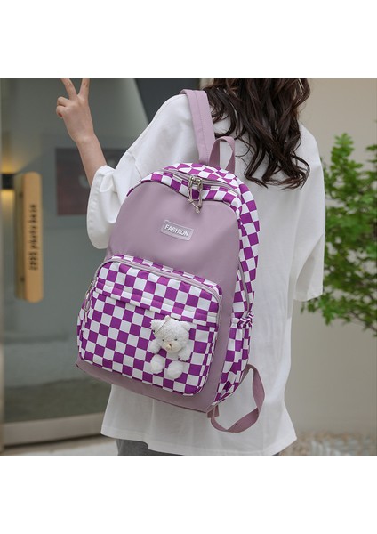 Yeni Öğrenci Okul Çantası Kampüs Ekose Sırt Çantası Moda Büyük Kapasiteli Sırt Çantası (Yurt Dışından) modelleri