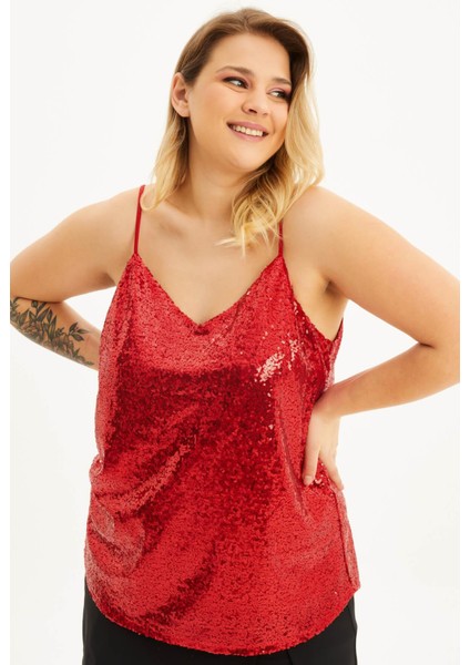 Astarlı Ip Askılı Payetli Bluz modelleri