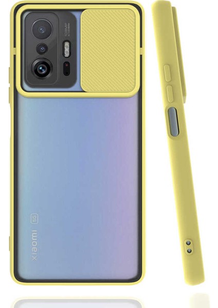 Xiaomi Mi 11T Pro 5g Kılıf Slayt Sürgülü Kamera Korumalı Renkli Silikon Kapak
