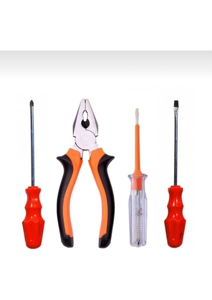 Pense Kontrol Kalemi Yıldız ve Düz Tornavida Tamirci Seti 4'lü Set Pense Set